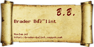 Brader Bálint névjegykártya
